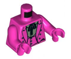 Torso Batman Suit Jacket with Vest, Sand Green Shirt with Collar and Black Tie Pattern / Dark Pink Arms / Magenta Hands