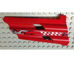 Technic, Panel Fairing # 4 Large Long, Large Holes, Side B with Silver Flame Pattern (Sticker) - Set 8279