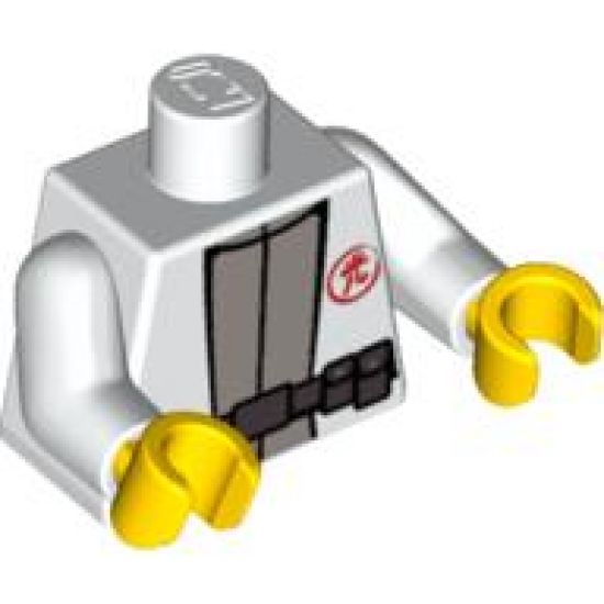 Torso Exo-Force with Red Symbol, Light Bluish Gray Undershirt and Dark Bluish Gray Belt Pattern / White Arms / Yellow Hands