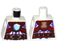 Torso Ninjago Snake with Bright Light Blue Gem, Black and Red Armor and Belt with Copper Snake Heads Pattern