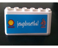 Windscreen 2 x 6 x 2 with Shell and 'jeugdvoetbal' on Medium Blue Background Pattern (Sticker) - Set 880002-2 (in Combination with Sets 3308 / 3309)