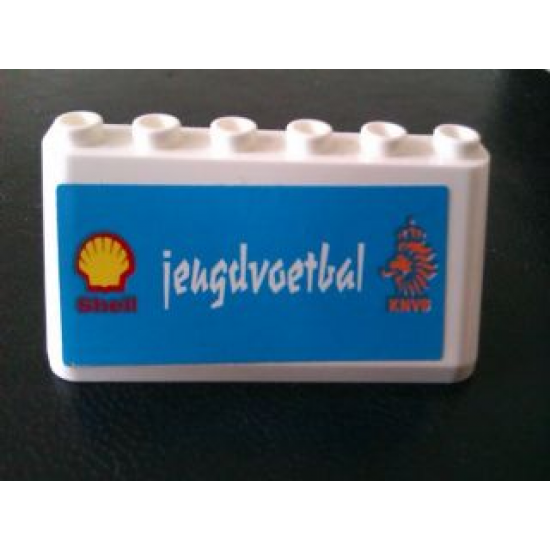 Windscreen 2 x 6 x 2 with Shell and 'jeugdvoetbal' on Medium Blue Background Pattern (Sticker) - Set 880002-2 (in Combination with Sets 3308 / 3309)
