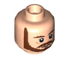 Minifigure, Head Beard with Brown Eyebrows, Moustache and Beard Pattern - Blocked Open Stud
