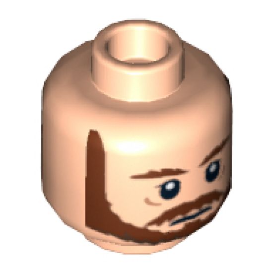 Minifigure, Head Beard with Brown Eyebrows, Moustache and Beard Pattern - Blocked Open Stud