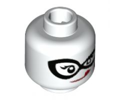 Minifigure, Head Dual Sided Female, Black Eye Mask, Red Lips and Diamond Beauty Mark, Wink / Licking Lips Pattern - Hollow Stud