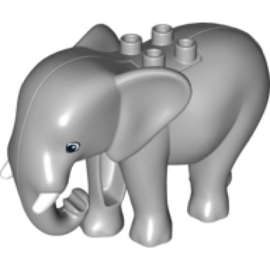 Duplo, Animal Elephant Adult, Walking, Molded Tusks, Eyes Semicircular Pattern