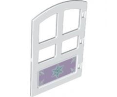 Duplo, Building Door / Window Pane 1 x 4 x 4 with Four Panes and Curved Top with Snowflake Pattern