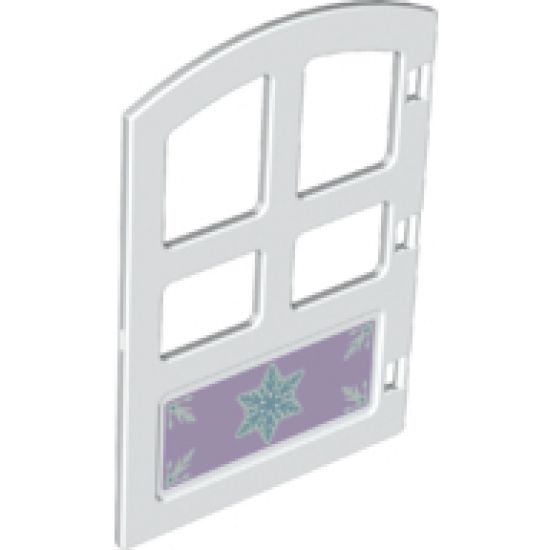 Duplo, Building Door / Window Pane 1 x 4 x 4 with Four Panes and Curved Top with Snowflake Pattern