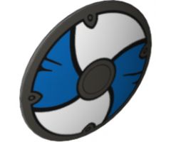 Minifigure, Shield Round with Rounded Front with Blue and White Alternating Panels Pattern