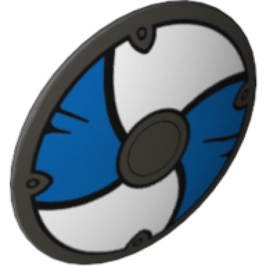 Minifigure, Shield Round with Rounded Front with Blue and White Alternating Panels Pattern