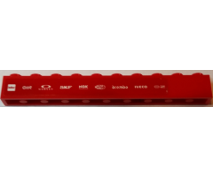 Brick 1 x 10 with 'infor', OIIR', 'OAKLEY', 'SKF', 'NGK SPARK PLUGS', MAGNETI MARELLI', 'brembo', IVECO' and 'OZ' Pattern (Sticker) - Set 75913