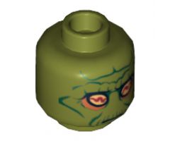 Minifigure, Head Alien with SW Neimoidian Green Facial Lines Pattern - Hollow Stud
