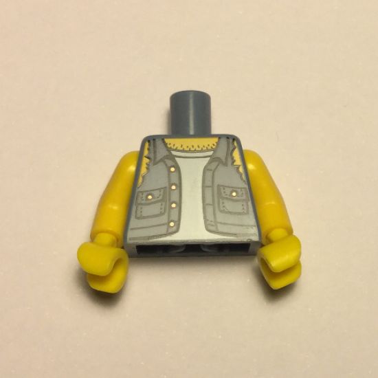 Torso Shirt Torn Off Sleeves, Buttons on Pockets without Back Print Pattern (BAM) / Yellow Arms / Yellow Hands