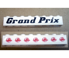 Brick 1 x 8 with 'Grand Prix' and Speed Racer Logo Pattern (Stickers) - Set 8161