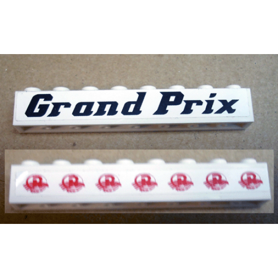 Brick 1 x 8 with 'Grand Prix' and Speed Racer Logo Pattern (Stickers) - Set 8161