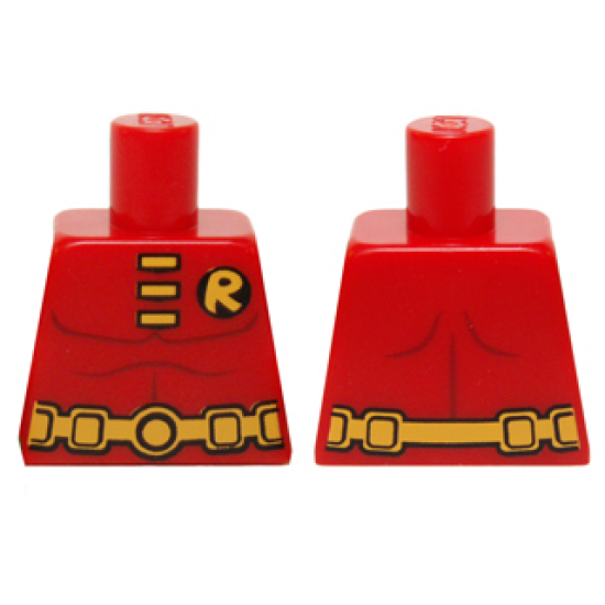 Torso Batman 'R' Symbol, Muscles Outline, 3 Yellow Clasps and Utility Belt Pattern