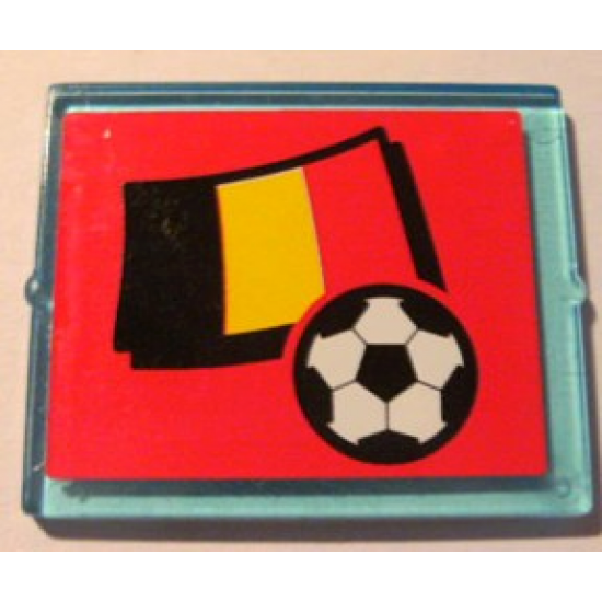 Glass for Window 1 x 4 x 3 with Flag of Belgium and Soccer Ball on Red Background Pattern (Sticker) - Set 3407