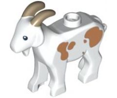 Goat with Dark Tan Horns and Medium Nougat Spots Pattern