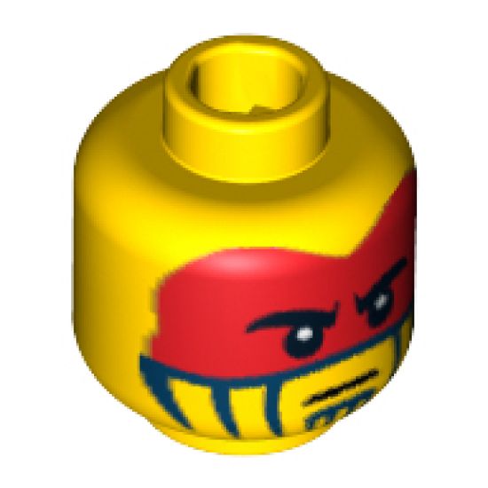 Minifigure, Head Face Paint with Red War Paint Pattern - Blocked Open Stud