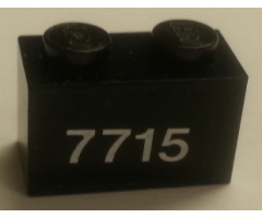 Brick 1 x 2 with White '7715' on Transparent Background Pattern (Sticker) - Set 7715