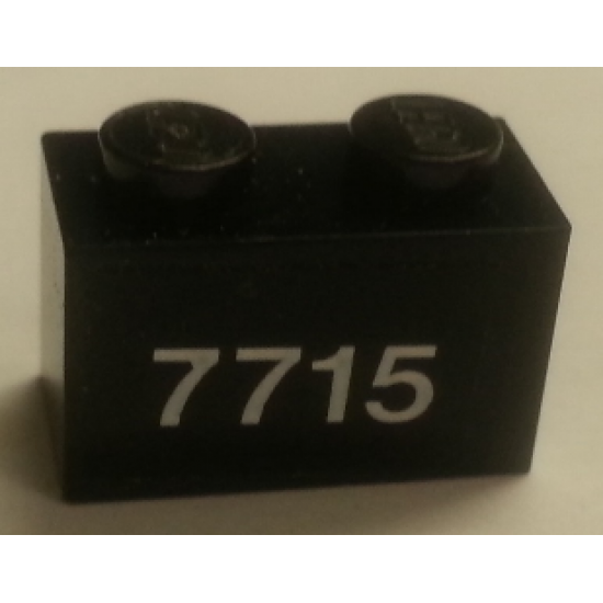 Brick 1 x 2 with White '7715' on Transparent Background Pattern (Sticker) - Set 7715