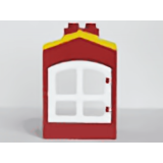 Duplo, Building with Shingles, Chimney and Cutout for Door / Window with White Window