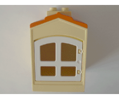 Duplo, Building with Shingles, Chimney and Cutout for Door / Window with White Window