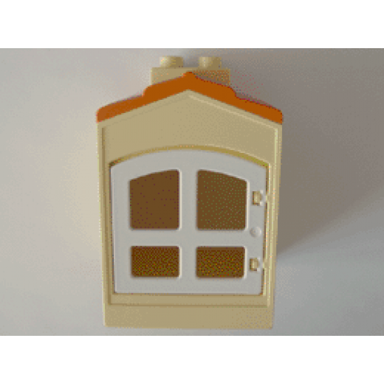 Duplo, Building with Shingles, Chimney and Cutout for Door / Window with White Window