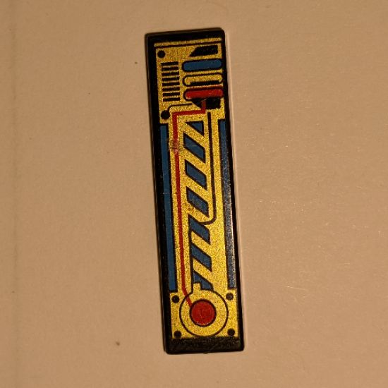 Tile 1 x 4 with RoboForce Gold, Red and Blue Circuitry Pattern