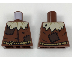 Torso with Tan Straw at Neck, Dark Brown Patches, Dark Tan Rope Belt Pattern