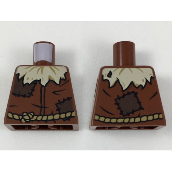 Torso with Tan Straw at Neck, Dark Brown Patches, Dark Tan Rope Belt Pattern
