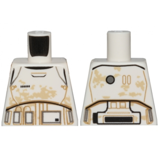 Torso SW Armor Stormtrooper Ep. 7 with Black, Gray and Dark Tan Lines and Tan Dirt Stains Pattern