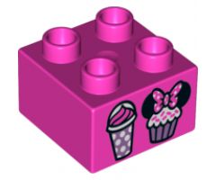 Duplo, Brick 2 x 2 with Cupcakes and Mouse Ears Pattern