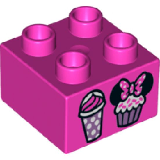 Duplo, Brick 2 x 2 with Cupcakes and Mouse Ears Pattern