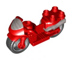 Duplo, Vehicle Motorcycle with Rubber Wheels, Windscreen and Headlights Pattern