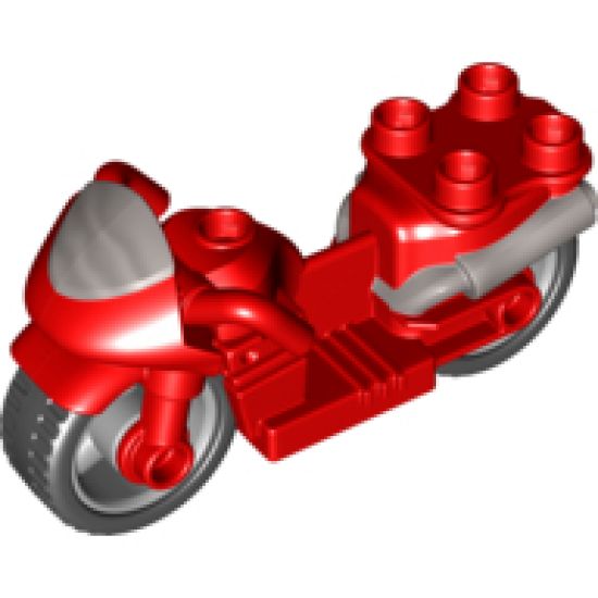 Duplo, Vehicle Motorcycle with Rubber Wheels, Windscreen and Headlights Pattern