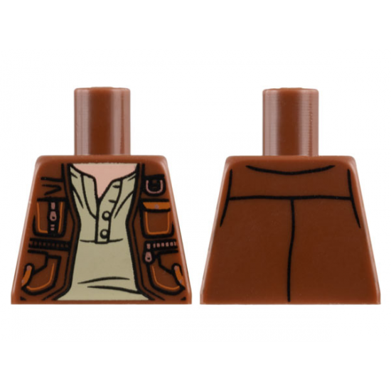 Torso Vest with Pockets and Gold Clasps and Zippers over Tan Shirt Pattern