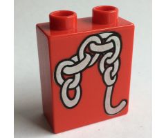 Duplo, Brick 1 x 2 x 2 with Chains and Hook Pattern