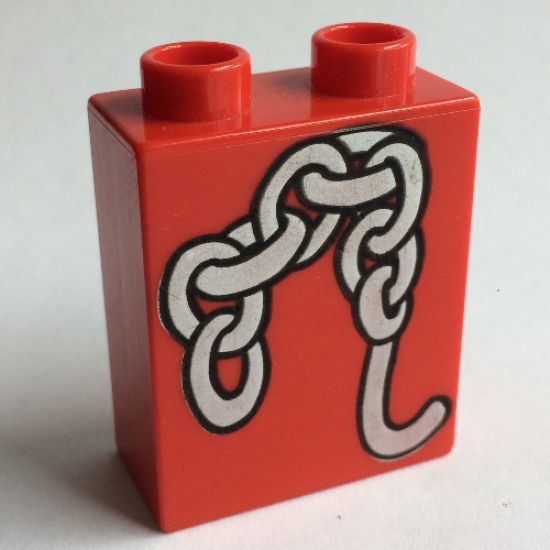 Duplo, Brick 1 x 2 x 2 with Chains and Hook Pattern