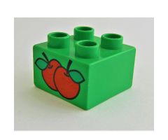 Duplo, Brick 2 x 2 with 2 Apples Pattern
