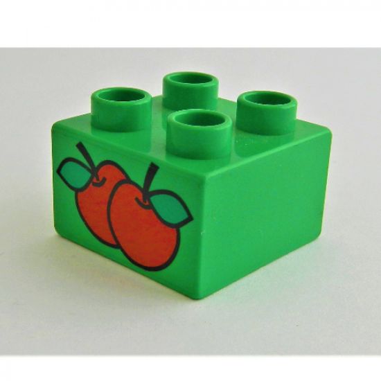 Duplo, Brick 2 x 2 with 2 Apples Pattern
