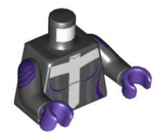 Torso Female, Large White Cross, Dark Purple Trim Pattern / Black Arms with Dark Purple Plated Shoulder Armor Pattern / Dark Purple Hands