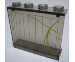 Panel 1 x 4 x 3 - Hollow Studs with Yellow Lines Pattern (Sticker) - Set 7666
