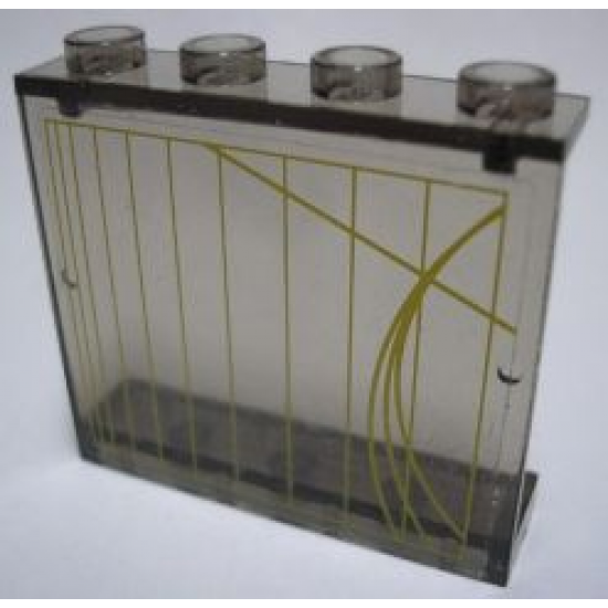 Panel 1 x 4 x 3 - Hollow Studs with Yellow Lines Pattern (Sticker) - Set 7666