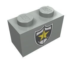 Brick 1 x 2 with Police Yellow Star Badge Pattern