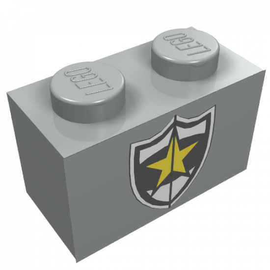 Brick 1 x 2 with Police Yellow Star Badge Pattern
