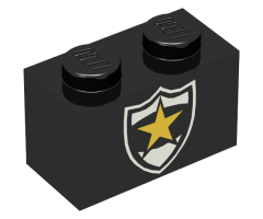 Brick 1 x 2 with Police Yellow Star Badge Pattern