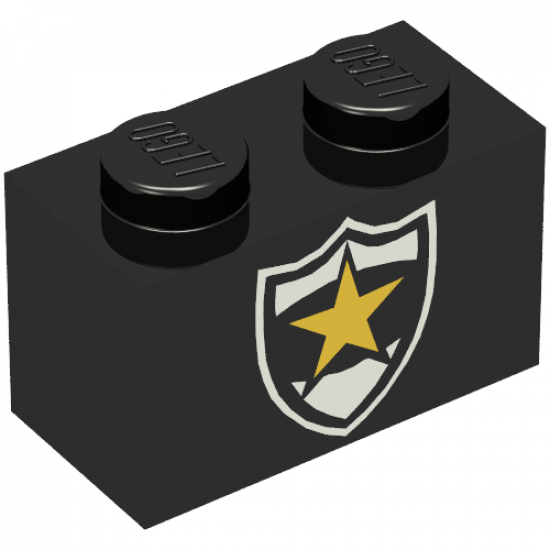 Brick 1 x 2 with Police Yellow Star Badge Pattern