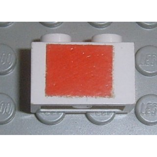 Brick 1 x 2 with Red Square Pattern (Sticker) - Set 6375-2