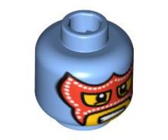 Minifigure, Head Balaclava with Eye and Mouth Holes, Red Mask and White Pupils Pattern - Blocked Open Stud